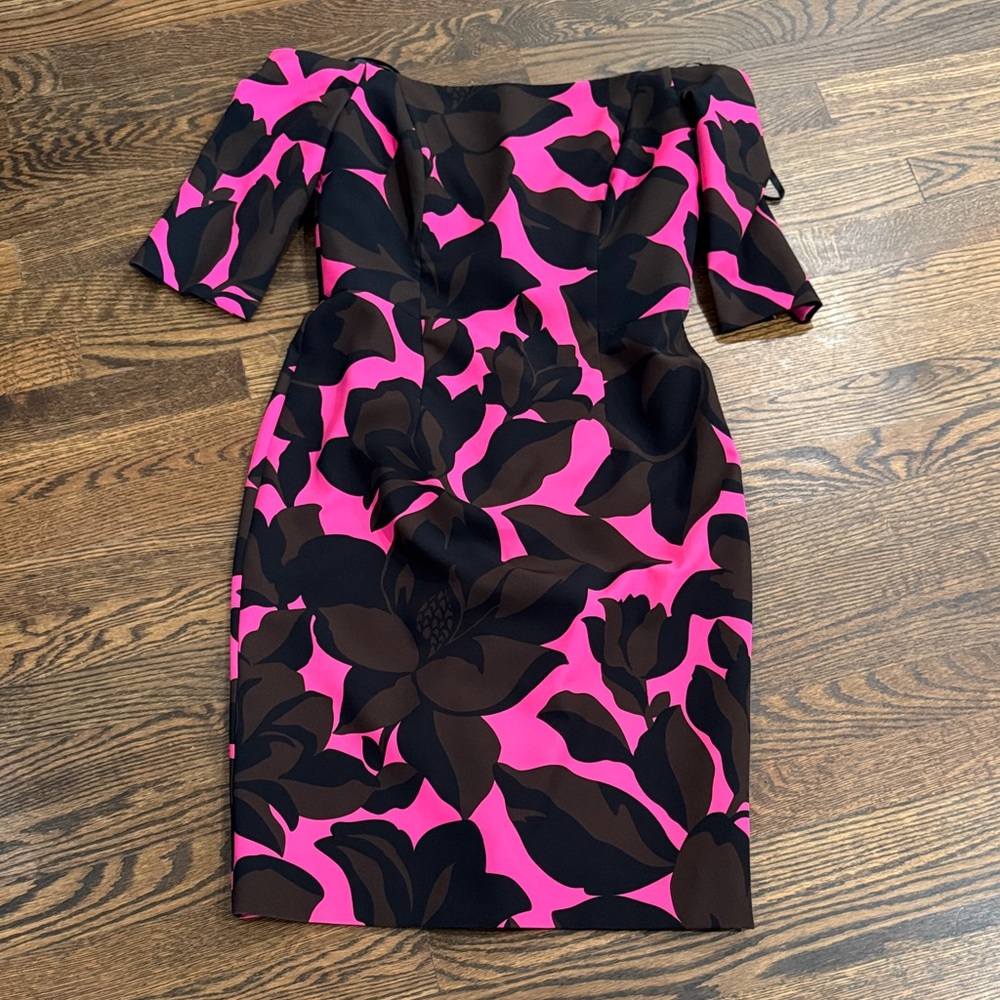 Milly Elegant Pink Brown and Black Floral Dress